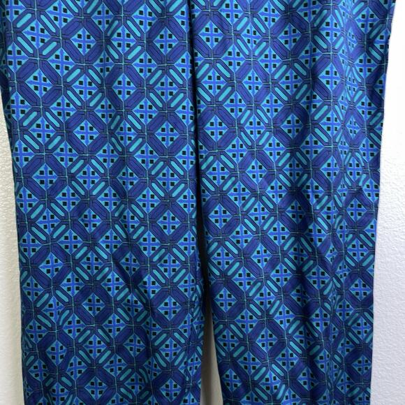 St John Size Medium Ankle Pants Blue Silk Blend Pull On Pockets Twill Stretch - Picture 4 of 10